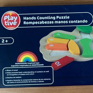 NEW Preschool Montessori Developmental Wooden Hands Counting Puzzle 15 Pieces
